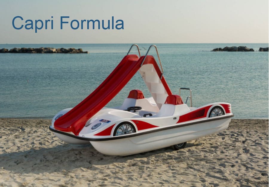 Tretboot Formula im coolen Autodesign und Rutsche